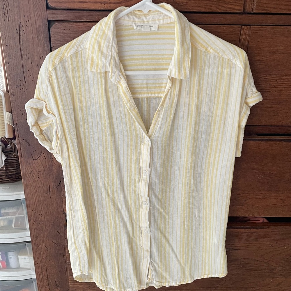 Beach lunch lounge striped button down shirt